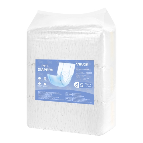 VEVOR 144 Count Disposable Male Dog Diapers, Super Absorbent Male Dog Wraps, 360 ° Leak-Proof Belly Bands with Wetness Indicator for Doggies in Heat,