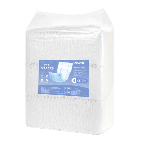 VEVOR 144 Count Disposable Male Dog Diapers, Super Absorbent Male Dog Wraps, 360 ° Leak-Proof Belly Bands with Wetness Indicator for Doggies in Heat,