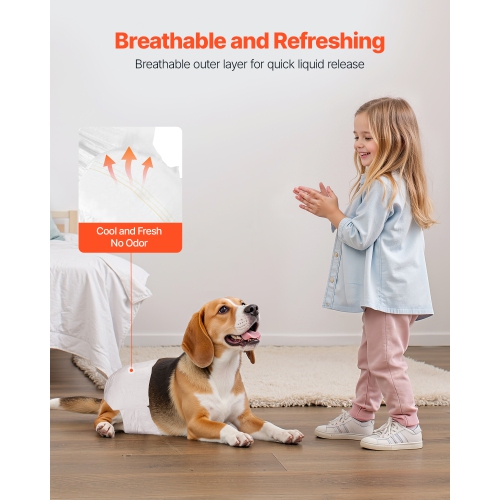 VEVOR 144 Count Disposable Dog Diapers,Super Absorbent Female Dog Diapers,360° Leak-Proof Female Doggy Pet Diaper with Wetness Indicator for Heat