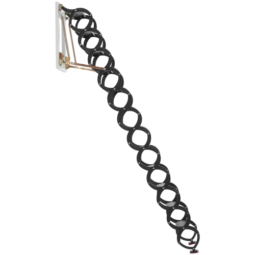 VEVOR 660LBS/299.4KG Capacity Attic Ladder Wall-Mounted, Fits 9.5 to 10 ft Ceiling Height, 12-Step Steel Folding Stairs with Handrails, Pull Down