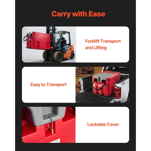 VEVOR 116 Gallon Portable Diesel & Gasoline Tank,10 GPM Flow Rate, Diesel Fuel Tank with 12V Electric Transfer Pump, 13.1ft Hose, Auto Fueling