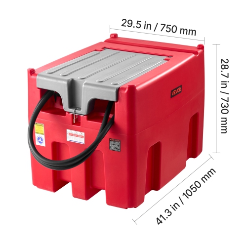 VEVOR 116 Gallon Portable Diesel & Gasoline Tank,10 GPM Flow Rate, Diesel Fuel Tank with 12V Electric Transfer Pump, 13.1ft Hose, Auto Fueling