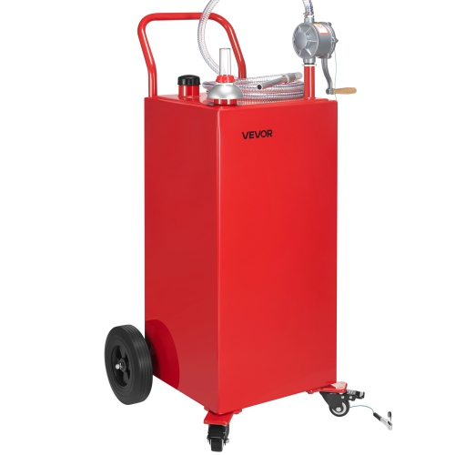 VEVOR 40 Gallon Fuel Caddy, Gasoline & Diesel Fuel Tank with Manual Transfer Pump, Portable Fuel Storage Tank with 4 Wheels & 10 ft Hose, Gas Caddy
