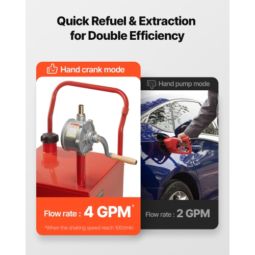 VEVOR 40 Gallon Fuel Caddy, Gasoline & Diesel Fuel Tank with Manual Transfer Pump, Portable Fuel Storage Tank with 4 Wheels & 10 ft Hose, Gas Caddy