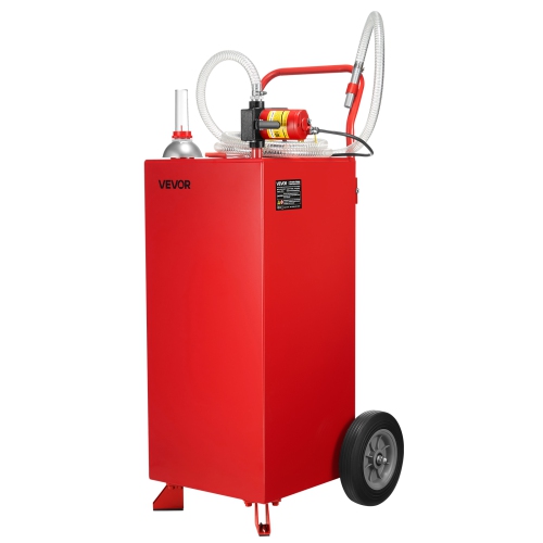 VEVOR 30 Gallon Fuel Caddy, Max Flow 32L/min, Gasoline & Diesel Fuel Tank with Electric Pump, Portable Fuel Storage Tank with 2 Wheels & 10 ft Hose,