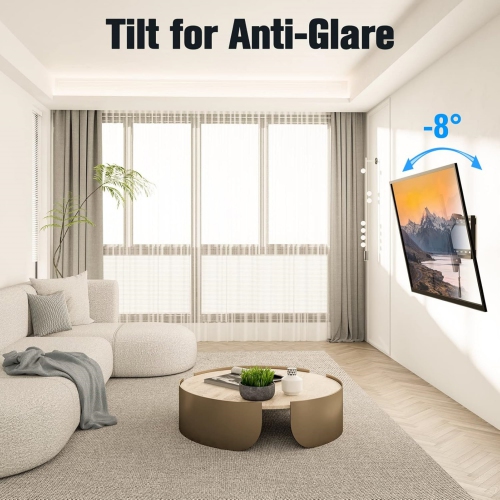 TV Wall Mount for Most 37-75" TVs, Tilting TV Mount Low Profile Up to VESA 600x400mm and 132 LBS Loading, Fits 16", 18", 24" Studs, Easy for TV