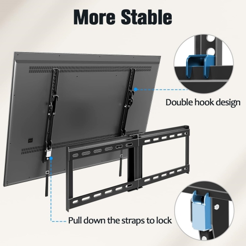 TV Wall Mount for Most 37-75" TVs, Tilting TV Mount Low Profile Up to VESA 600x400mm and 132 LBS Loading, Fits 16", 18", 24" Studs, Easy for TV