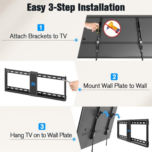 TV Wall Mount for Most 37-75" TVs, Tilting TV Mount Low Profile Up to VESA 600x400mm and 132 LBS Loading, Fits 16", 18", 24" Studs, Easy for TV