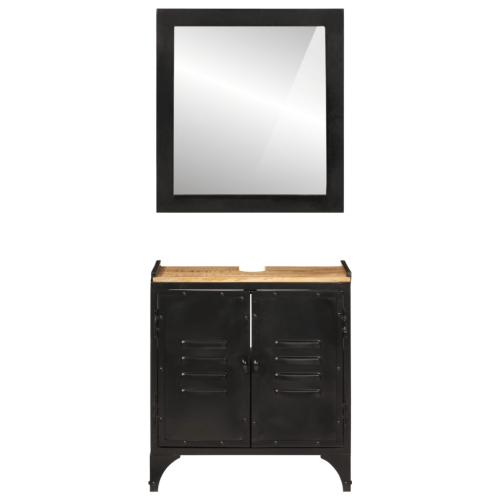 vidaXL 2 Piece Bathroom Furniture Set Iron and Solid Wood Mango