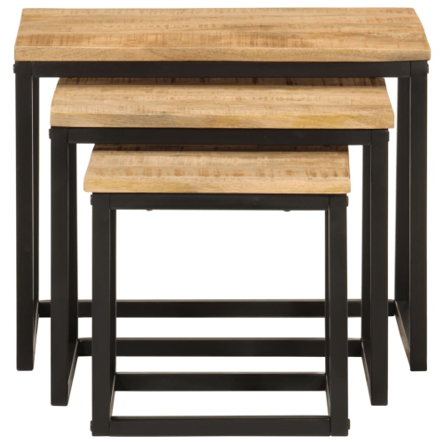 Tables basses gigognes vidaXL 3 pièces en bois massif mangue et fer