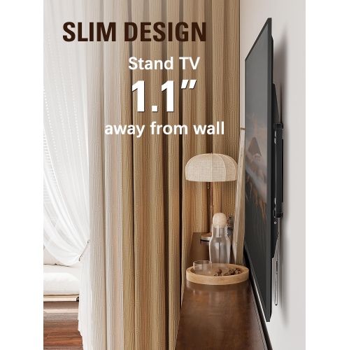 Fixed TV Mount Low Profile for Most of 42-84 Inches TV Low Profile TV Wall Mount fits 16" 18" 24" Wood Studs up to VESA 600 x 400mm and 132 LBS,