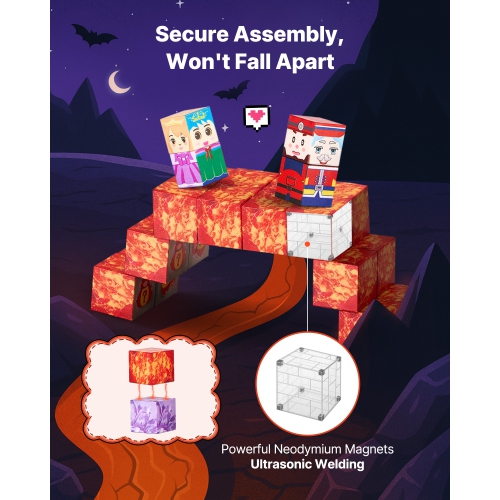 VEVOR 150 PCS Magnetic Blocks,Dark Castle Set, Magnetic Building Cubes for Kids,STEM Montessori Sensory Toys for Christmas Birthday Gift,Construction