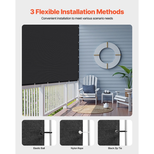 VEVOR 8 x 12 ft 90% Sun Shade Cloth, Pergola Shade Cover with Stainless Steel Grommets, Sun Shades Canopy Privacy Screen with 140 GSM HDPE