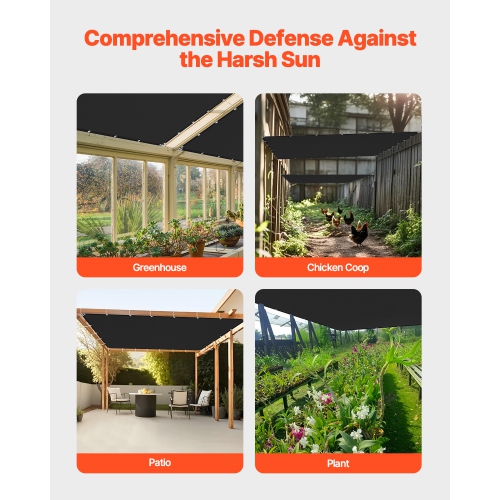 VEVOR 8 x 12 ft 90% Sun Shade Cloth, Pergola Shade Cover with Stainless Steel Grommets, Sun Shades Canopy Privacy Screen with 140 GSM HDPE