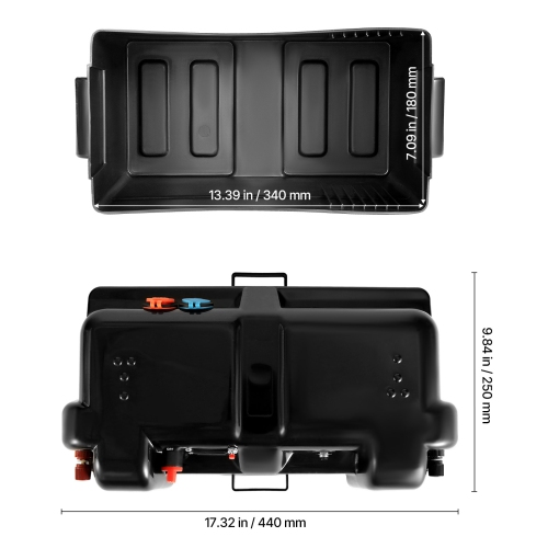 VEVOR 12V/24V Marine Battery Box, Group 24/27 Trolling Motor Battery Box, Batteries Case with PP Shell and Dual Straps, Smart Batteries Case,