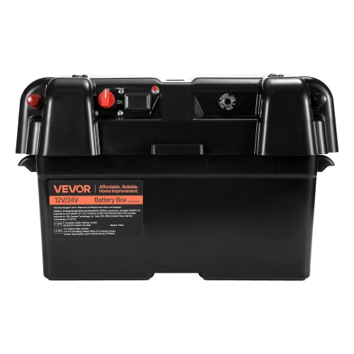 VEVOR 12V/24V Marine Battery Box, Group 24/27 Trolling Motor Battery Box, Batteries Case with PP Shell and Dual Straps, Smart Batteries Case,