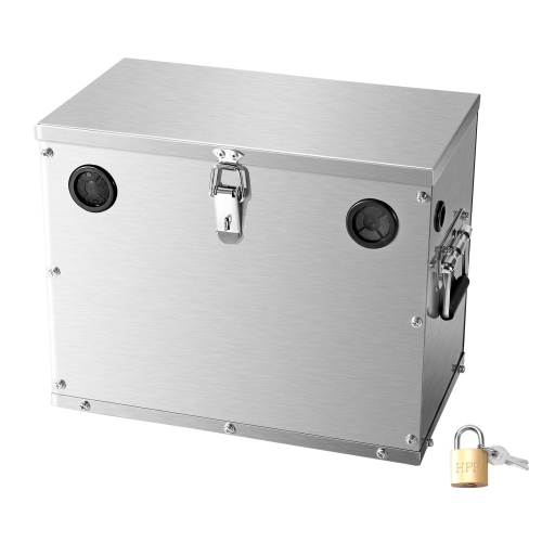VEVOR Battery Box, Group 24/31 Trolling Motor Battery Box, Marine Batteries Case with Lock, Handles and Rubber-Grommet Cable Holes, Stainless Steel