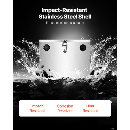 VEVOR Battery Box, Group 24/31 Trolling Motor Battery Box, Marine Batteries Case with Lock, Handles and Rubber-Grommet Cable Holes, Stainless Steel