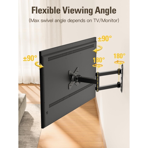 Full Motion Monitor Wall Mount TV Bracket for 10-26 Inch LED, LCD Flat Screen TV and Monitor, TV Mount with Swivel Articulating Arm, Up to VESA