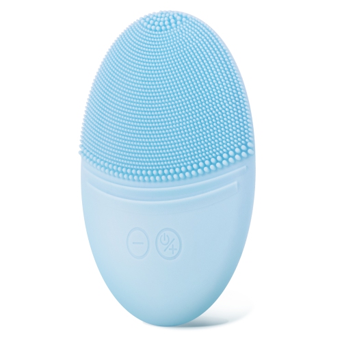 Rechargeable Facial Cleansing Brush, Soft Silicone Waterproof Sonic Vibrating Face Cleaning Brush Compatible with Face Cleansers, 5 Speeds, Blue