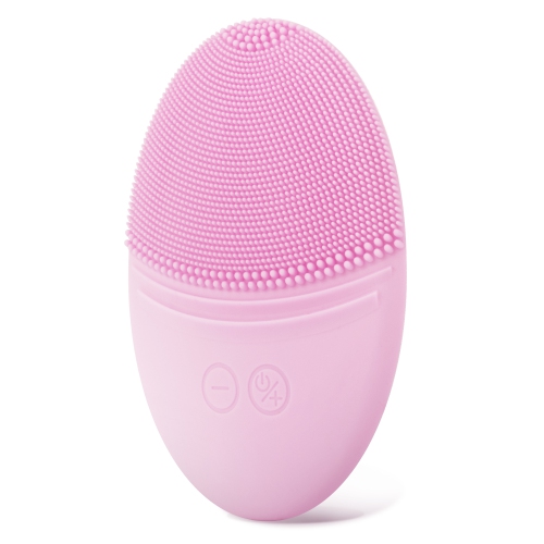 Rechargeable Facial Cleansing Brush, Soft Silicone Waterproof Sonic Vibrating Face Cleaning Brush Compatible with Face Cleansers, 5 Speeds, Pink