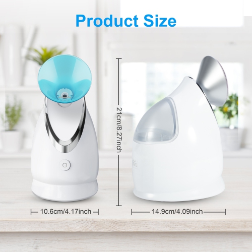 EZBASICS Facial Steamer Ionic Face Steamer for Home Facial, Warm Mist Humidifier Atomizer for Face, 1 Pack + 5 Stainless Steel Skin Kit, Blue