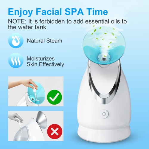 EZBASICS Facial Steamer Ionic Face Steamer for Home Facial, Warm Mist Humidifier Atomizer for Face, 1 Pack + 5 Stainless Steel Skin Kit, Blue