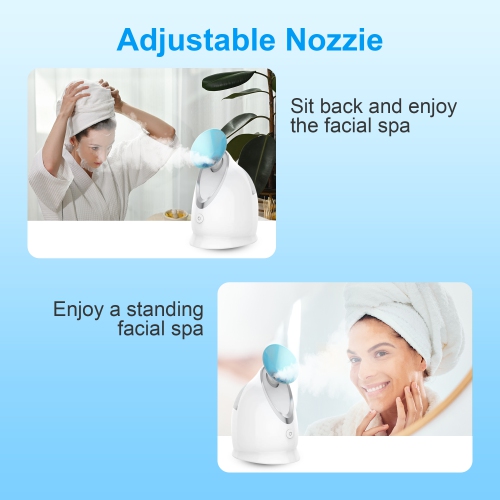 EZBASICS Facial Steamer Ionic Face Steamer for Home Facial, Warm Mist Humidifier Atomizer for Face, 1 Pack + 5 Stainless Steel Skin Kit, Blue