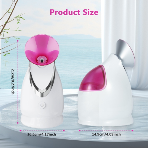 EZBASICS Facial Steamer Ionic Face Steamer for Home Facial, Warm Mist Humidifier Atomizer for Face, 1 Pack + 5 Stainless Steel Skin Kit, Pink