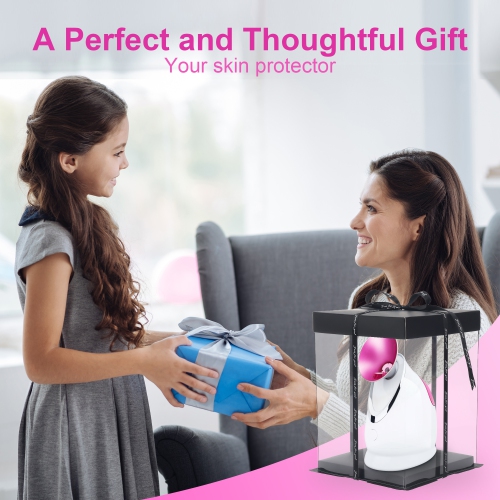 EZBASICS Facial Steamer Ionic Face Steamer for Home Facial, Warm Mist Humidifier Atomizer for Face, 1 Pack + 5 Stainless Steel Skin Kit, Pink