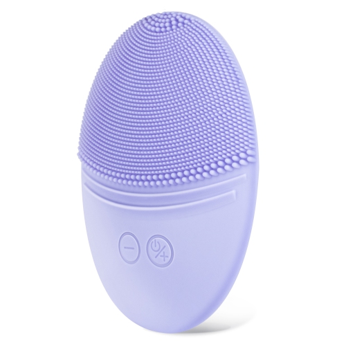 Rechargeable Facial Cleansing Brush, Soft Silicone Waterproof Sonic Vibrating Face Cleaning Brush Compatible with Face Cleansers, 5 Speeds, Violet