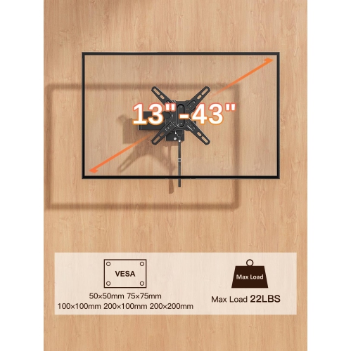 Lockable RV TV Mount for Most 13-43 inch TV, RV Mount for Camper Trailer Motor Home, Full Motion TV Wall Mount Quick Release with Dual Wall Plates,