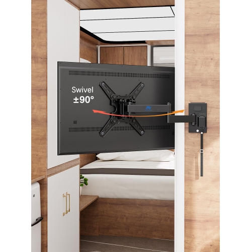 Lockable RV TV Mount for Most 13-43 inch TV, RV Mount for Camper Trailer Motor Home, Full Motion TV Wall Mount Quick Release with Dual Wall Plates,