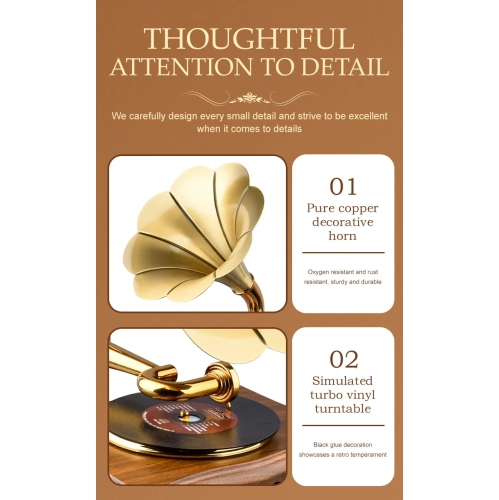 High-quality rechargeable audio record player, phonograph retro Bluetooth small speaker, retro wireless speaker - walnut