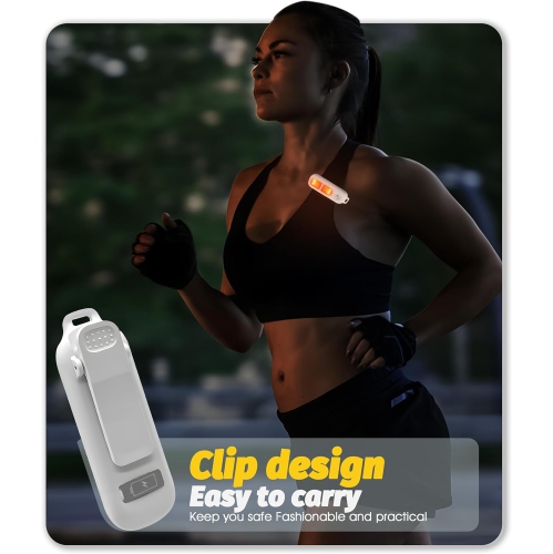 Brassard de course nocturne extérieur alarme, cyclisme de nuit et course anti-loup lampe stroboscopique tricolore LED-Type-C rechargeable-Blanc