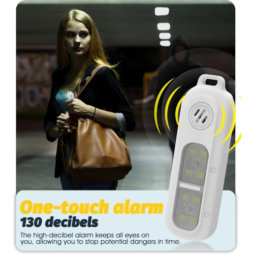 Brassard de course nocturne extérieur alarme, cyclisme de nuit et course anti-loup lampe stroboscopique tricolore LED-Type-C rechargeable-Blanc