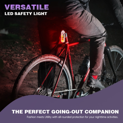 Brassard de course nocturne extérieur alarme, cyclisme de nuit et course anti-loup lampe stroboscopique tricolore LED-Type-C rechargeable-Blanc