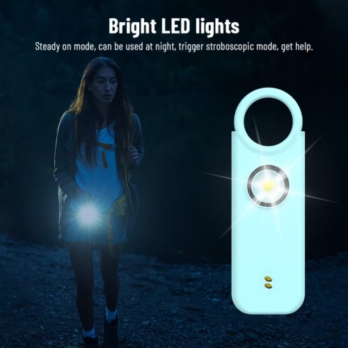 Petite alarme porte-clés autodéfense avec alarme rechargeable SOS LED de 135 dB et alarme vibrante pour aider les personnes âgées et les enfants
