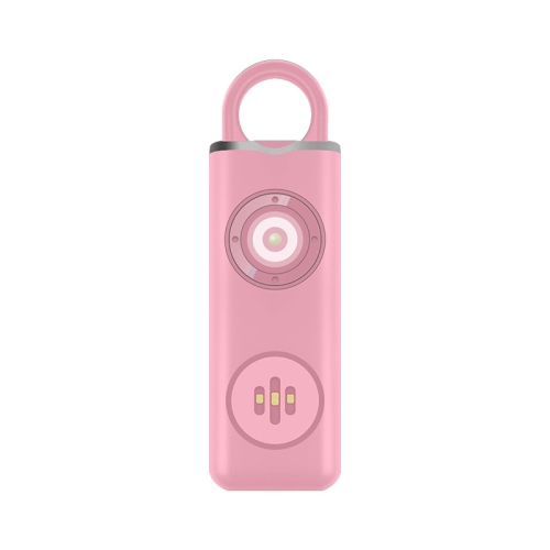 Petite alarme porte-clés autodéfense avec lampe rechargeable LED 130&nbsp;dB pour les voyages, la randonnée et la protection au quotidien - Rose
