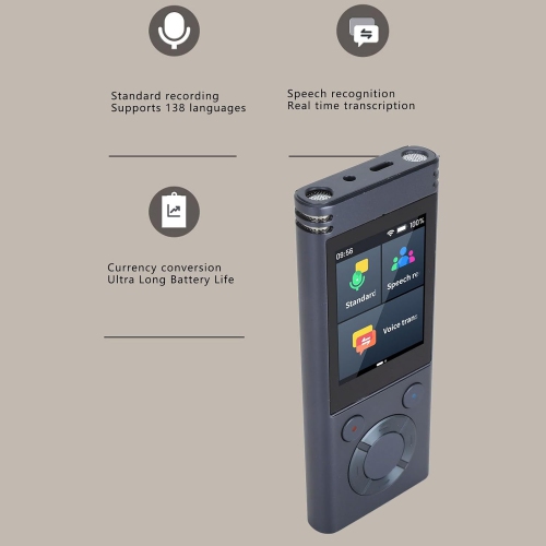 Traducteur de langue, écran tactile de 2,4 pouces, traducteur vocal instantané bidirectionnel, prise en charge de 138 langues, traduction hors ligne