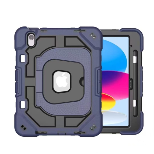 Suitable for iPad 11 2025/iPad 10.10.9 inch 2022 tablet computer case stand silicone protective cover anti-fall - navy blue + black + with pen slot