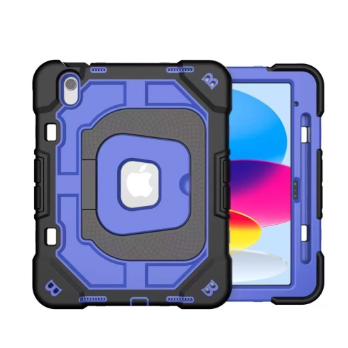 Suitable for iPad 11 2025/iPad 10.10.9 inch 2022 tablet computer case stand silicone protective cover anti-fall - black + blue + with pen slot