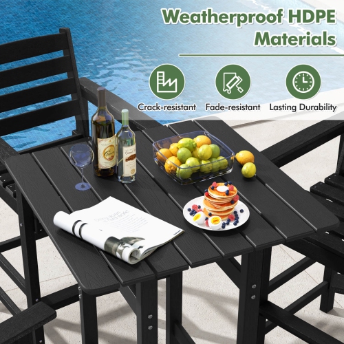 Costway Outdoor Bar Table All Weather HDPE Patio Table with Wood Grains Bistro Table Brown/Black/Gray/Navy