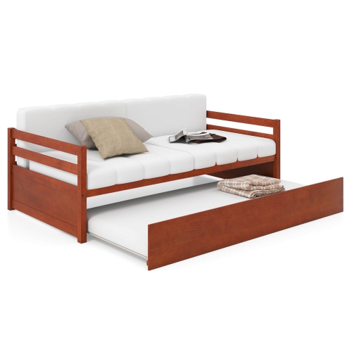 Plateforme de matelas de lit gigogne en bois avec soutien à lattes pour lit simple de Costway pour enfants