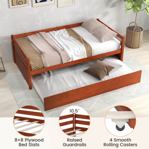 Plateforme de matelas de lit gigogne en bois avec soutien à lattes pour lit simple de Costway pour enfants