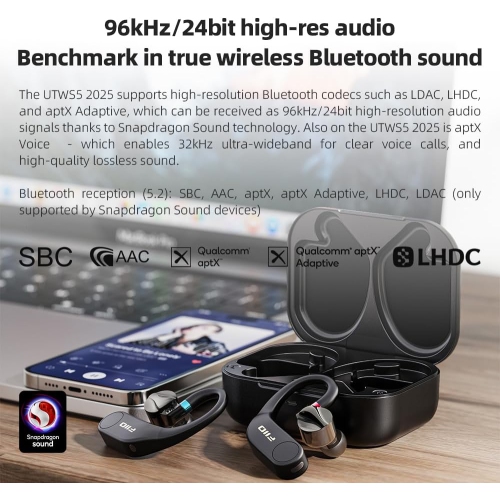 FiiO UTWS5 True Wireless Bluetooth Earbuds Hook & Headphone Amp for IEMs