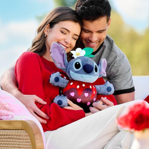 DISNEY STORE Official Stitch Valentine's Day Plushie - Chocolate Dipped Strawberry Design, Embroidered Features, Super Soft Stuffed