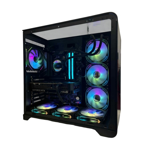 PcTech Gaming PC - AMD Ryzen 7 7800X3D 32G DDR5 Ram NVIDIA RTX 5070 - 1TB M.2 NVMe SSD- Win11 Pro, Black