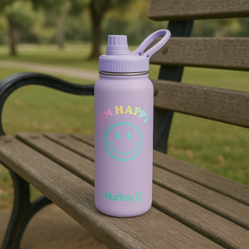 Hurley 32Oz Reusable Water Bottle With Chug Cap Stainless Steel Sports Bottle