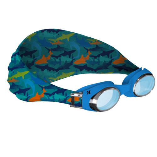 Hurley Kids Shark Design Swim Goggle With Hair Safety Fabric Strap